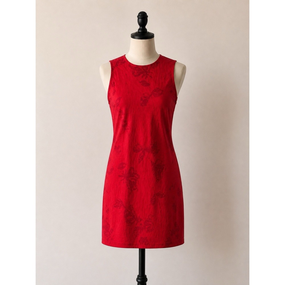 Vintage‎ Y2K My Michelle Red Rose Mini Dress High Neck Whimsigoth USA Made